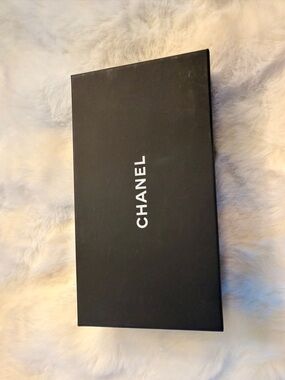CHANEL Black Box with White Logo Small 7 1/2 in x 4 in x 2 1/2 in